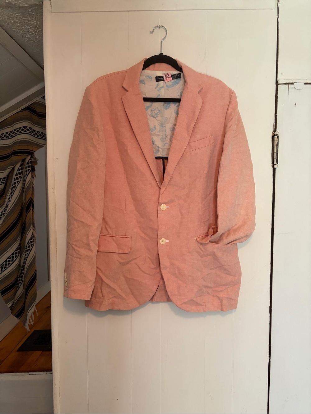 Men's Pink Linen Blend Blazer - Lightweight Casual Suit Jacket
